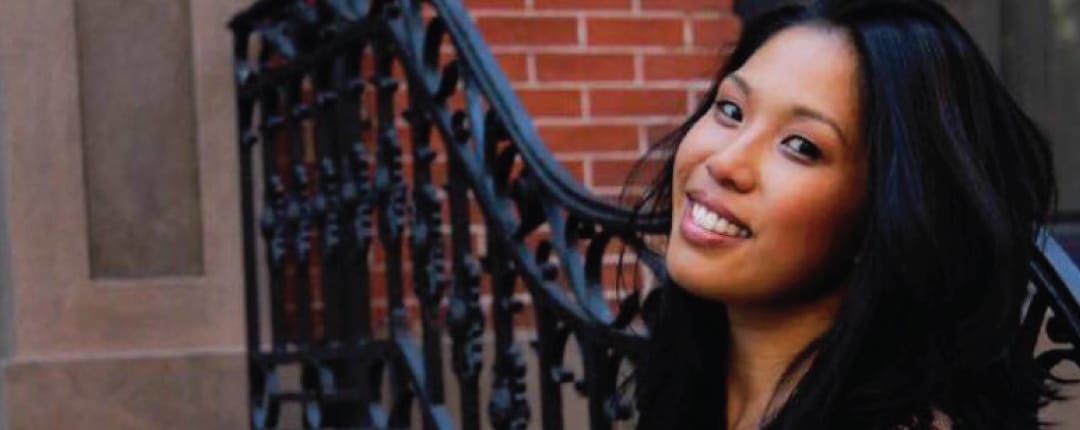 Michelle in front of stairs