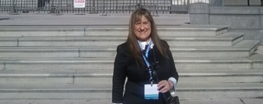 Sherrie Moore on steps of Capitol Hill